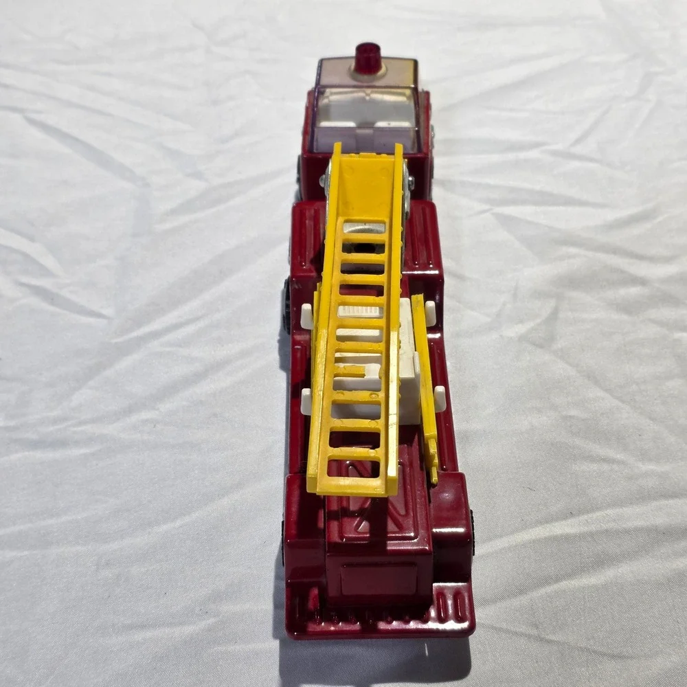 Vintage Buddy L Fire Truck BLFD Red Pressed Steel Aerial Ladder Made in Japan